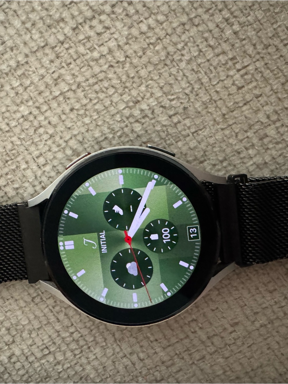 Samsung Green Dial Smartwatch with Black Mesh Band